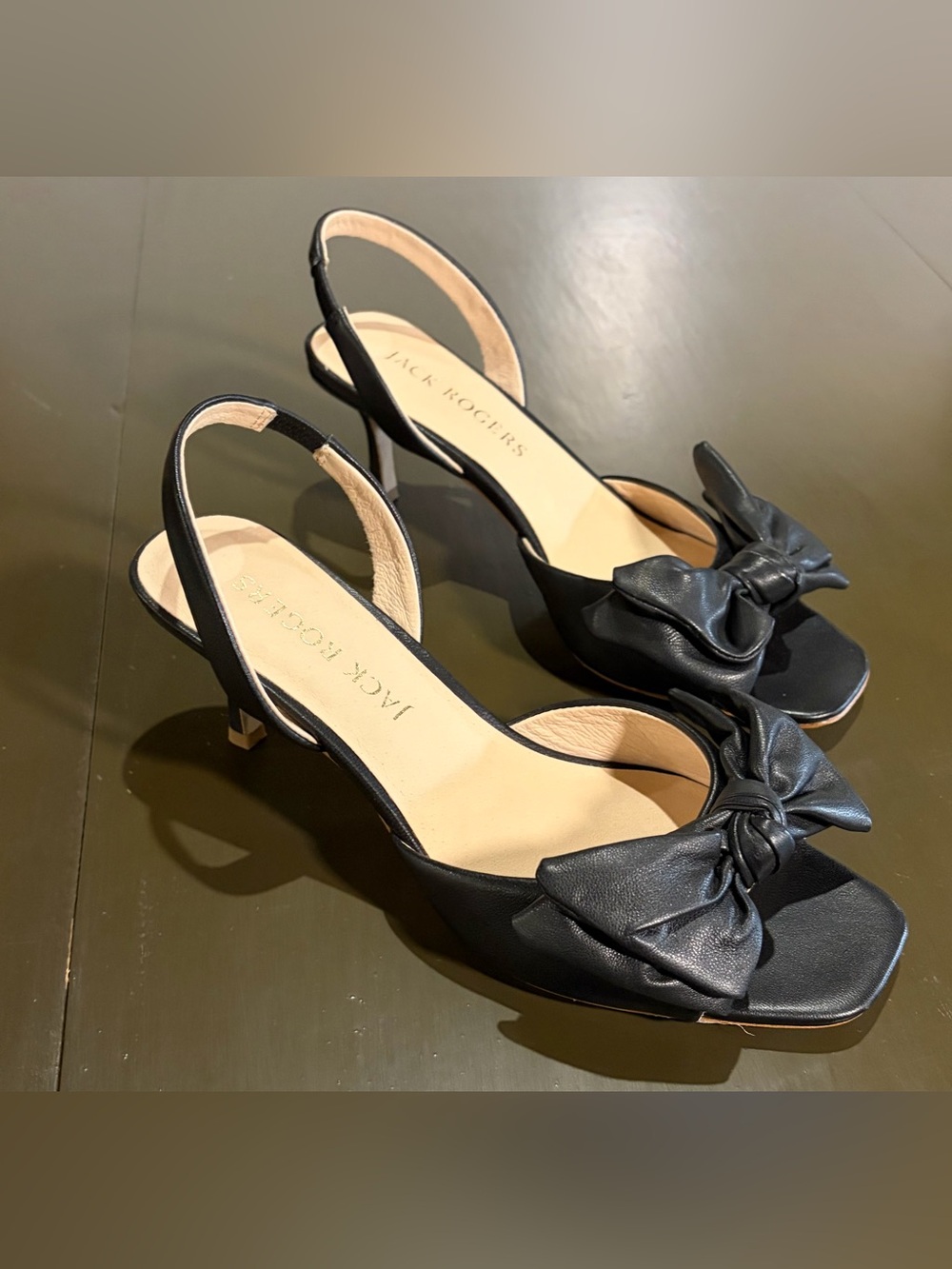 Jack Rogers Black Knot Slingback Kitten Heels - Picture 4 of 5